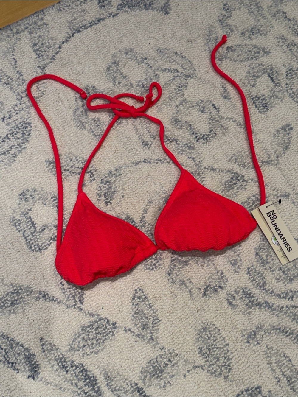 No Boundaries Red Textured Triangle Bandeau Top